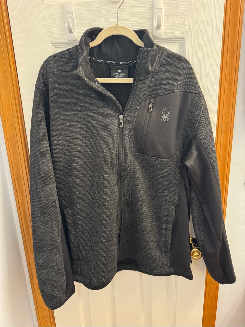 Spyder Men’s Charcoal and Black Full-Zip Sweater Jacket